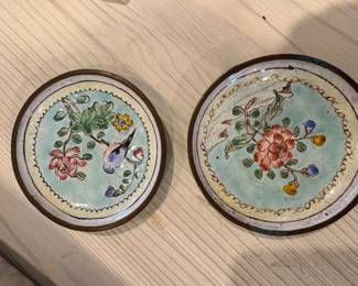Pair small cloisonné dishes