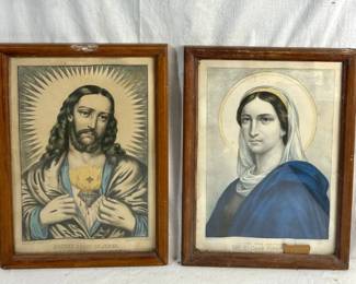 Antique Framed Prints Of Jesus The Virgin Mary