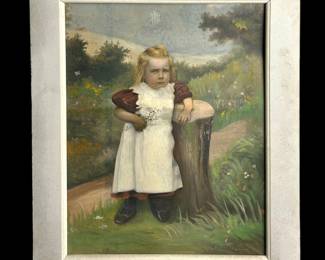 19th Century Original Painting Of Child Crying