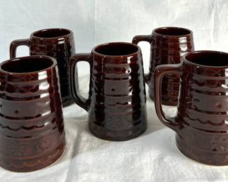 Marcrest Brown Daisy Dot Stoneware Mug Set, 1950s60s