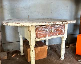 Antique Small Table With Drawer