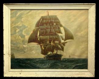 Mid Ocean, A Framed Print Of A Clipper Ship By G.G. Reynaud