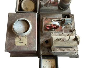 Antique Items, Toy Steam Engine, Compass In Wooden Box, Bacharach MZF Draft Gauge