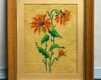 Needlepoint Of Flower, Vintage