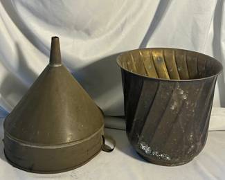 Antique Metal Funnel, Brass Planter