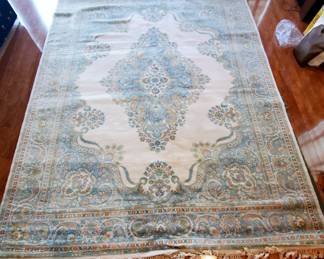 8'3" x 11'9" Ivory Kirman Medallion Rug
