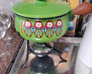 Vtg Peter Max Fondue Pot