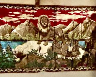 Large vintage lion tapestry