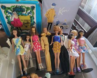 vintage Barbie's,  cases and clothing 