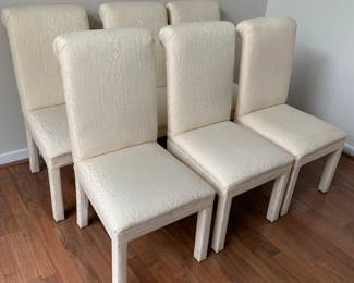 Set of six padded dining chairs