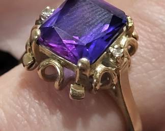 amethyst art deco ring with an exceptional deep purple blue hue.