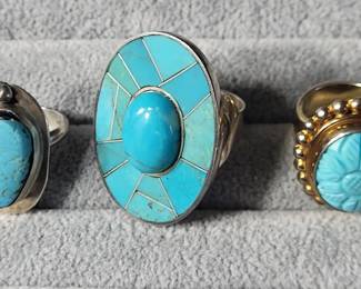 Turquoise and sterling rings 