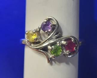 14kt white gold multi-stone ring.