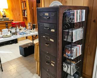 Antique Wood Filing Cabinet
