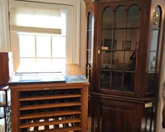 Vintage News Paper Shelf from New Orleans & Corner Cabinet