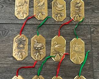 12 Days of Christmas Solid Bronze Ornaments by Wendell August