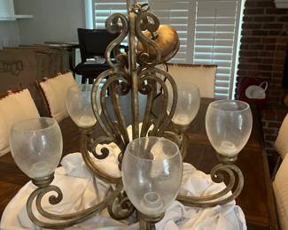 5-Globe Antique Brass Chandelier