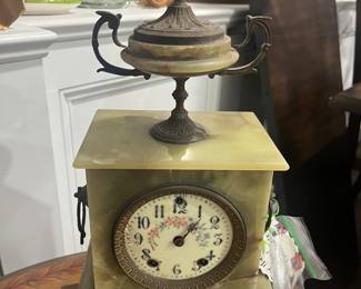 Victorian Green Onyx Ornate Clock