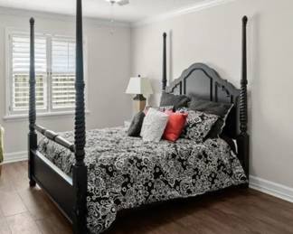 King size black 4 post bed