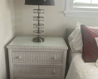 Pair of white wicker nightstands (1 of 2)