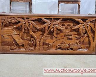 1 Hand Carved Wood Coffee Table and End Tables