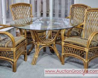 1 Boca Rattan Glass Top Table with 4 Chairs