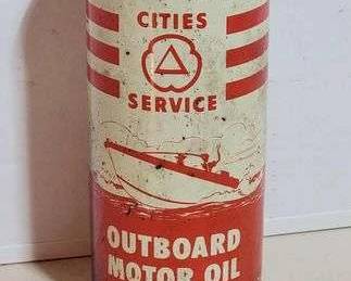 1 Antique UNOPENED CONE TOP CITIES SERVICE Outboard Motor Oil. CANCO. FULL