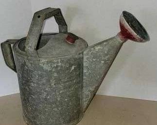 13 Antique 10 Galvanized Watering Can with 2  Copper Sprinkler Heads