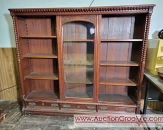 13 Beautiful Book Shelf with Sliding Glass Panel. Marked T.G. Sellew
