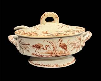 Ridgway, Sparkes Ridgways Indus Brown Herons Soup Tureen C1870s Antique