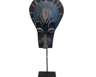 Large African Carved Head Mask On Stand