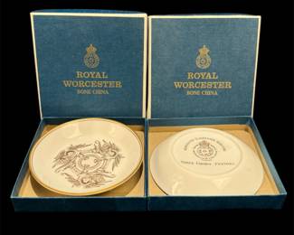 Royal Worcester Three Angels Festival Bone China Plates Pair