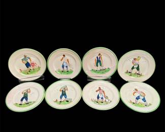 Italian Hand Painted Fisherman Plates Coastal Quimper Style Set Of Eight