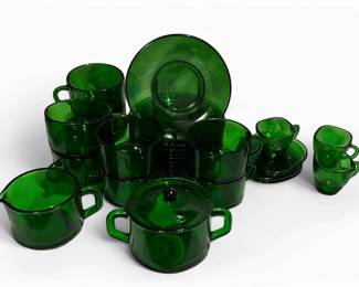 Vereco Duralex French Green Glass Coffee Set