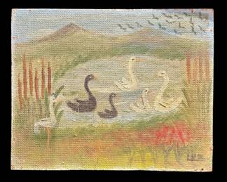 Luz Caballero De Gonzalez Original Oil On Board Swans