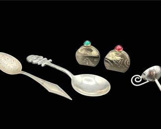 Mexican Themed Sterling Silver Mini Perfume Bottles Spoons