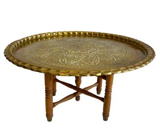 Handmade Suleyman Ankara Dondurmaci Turkish Brass Tray Table or stand
