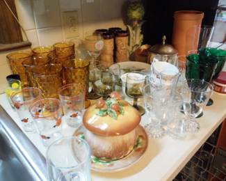 amber 60s glassware