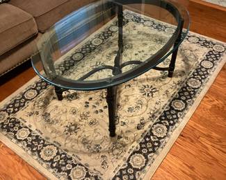 Glass and metal coffee table