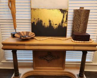 hall console with contemporary decor