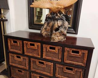ten basket console with American eagle carving