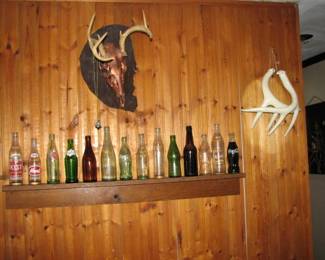 Bottles, deer antlers