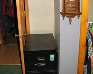 File cabinet, clock