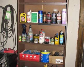 Cleaners, lubricants and more. Containers full of misc. hardware