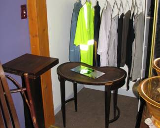 Plant stand, kidney shaped table, men's clothing