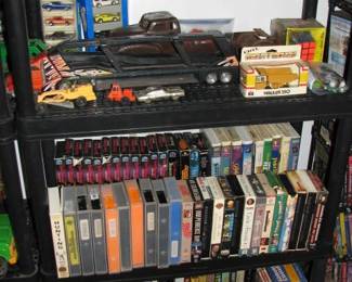 Hot wheels, pressed steel, other toys, VHS tapes