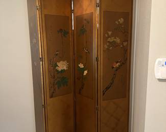 Gold embossed folding screen