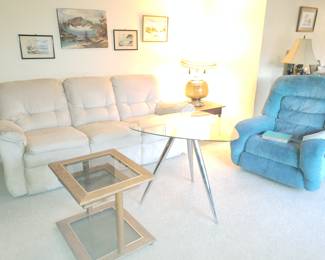 Various furniture and art, Glass guitar pick table