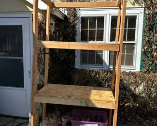 These huge wooden shelves are available for $25 each. There are 6 more in the basement. Available for presale!