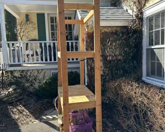 These huge wooden shelves are available for $25 each. There are 6 more in the basement. Available for presale!